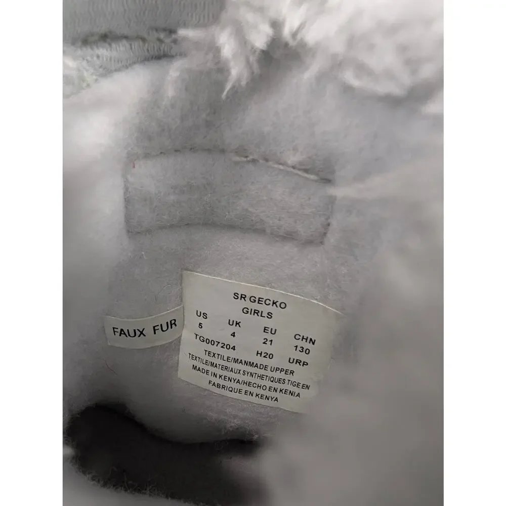 Stride Rite 360 Silver Gecko Toddler Size 5 Faux Fur Cat Ear Boots